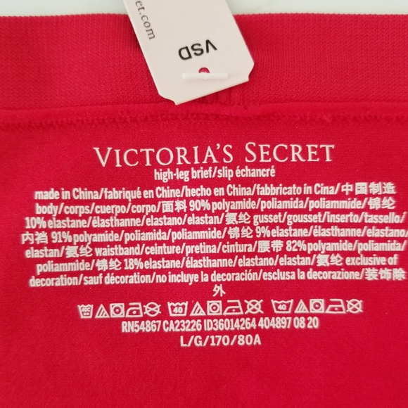 Victoria's Secret High Leg Brief High Waist Red Panty Gold Iconic V Logo NWT - Picture 7 of 12